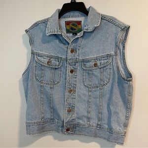 Vintage Structure Jeanswear Denim Vest Size Large 80's/90's Light Wash L